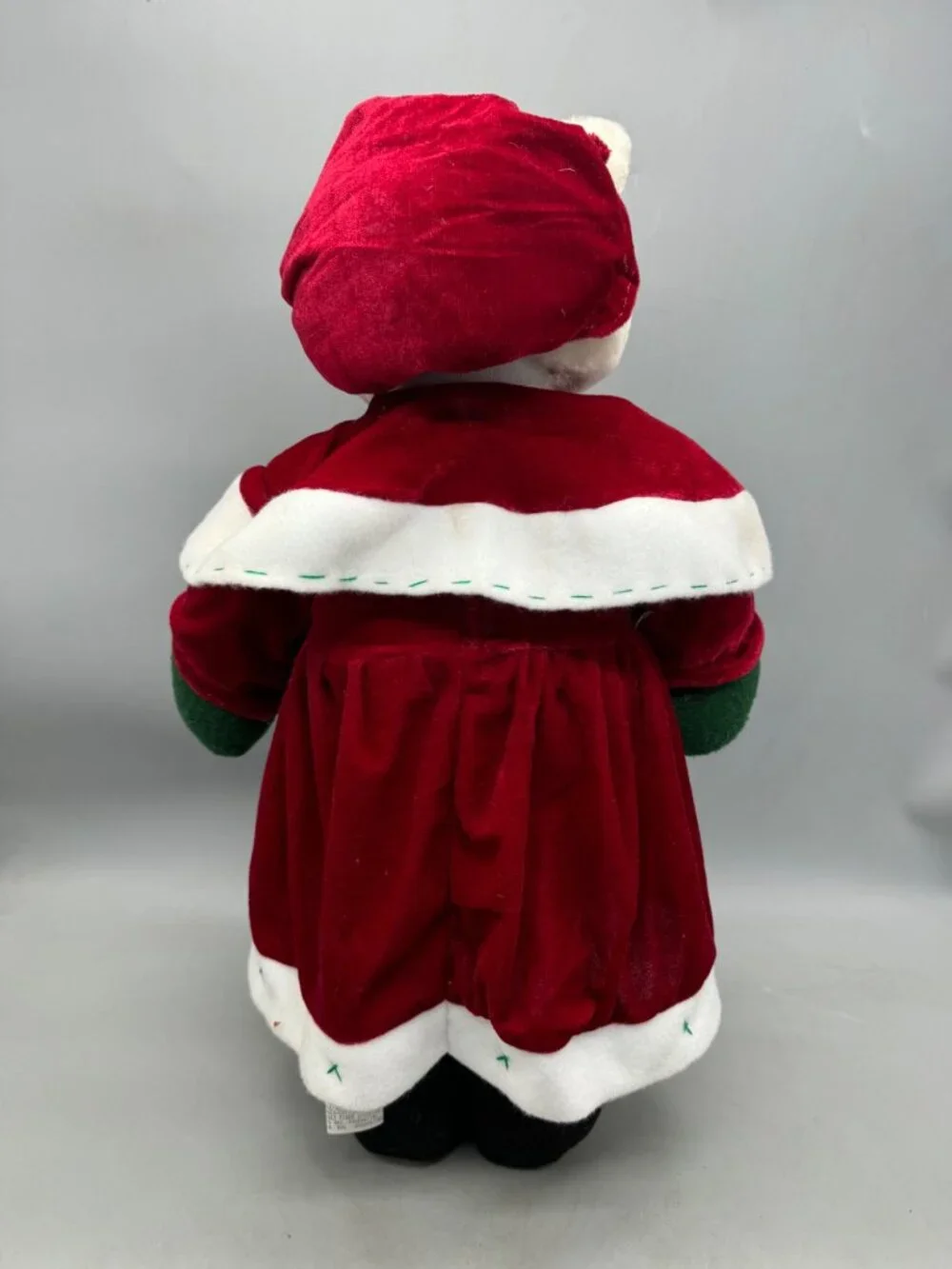 Vintage Great Gifts Christmas Teddy Bear In Red Velvet Outfit standing READ